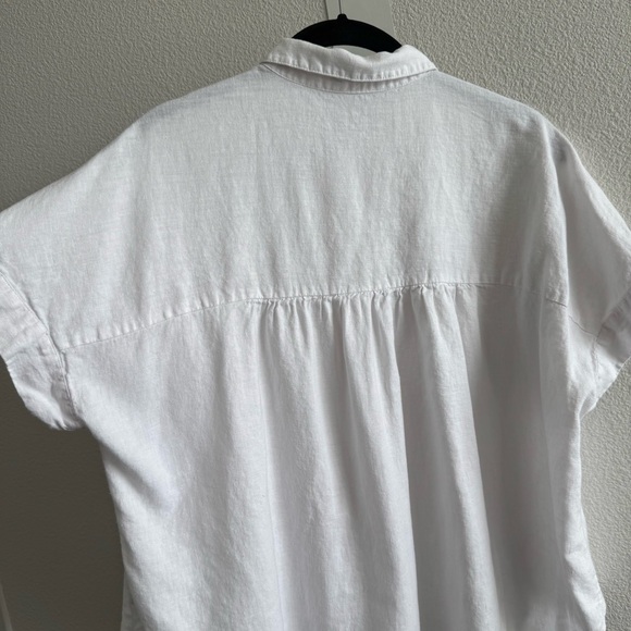 Madewell Linen-Blend Hilltop Shirt Eyelet White Short Sleeve Button Down Coastal - Picture 8 of 12